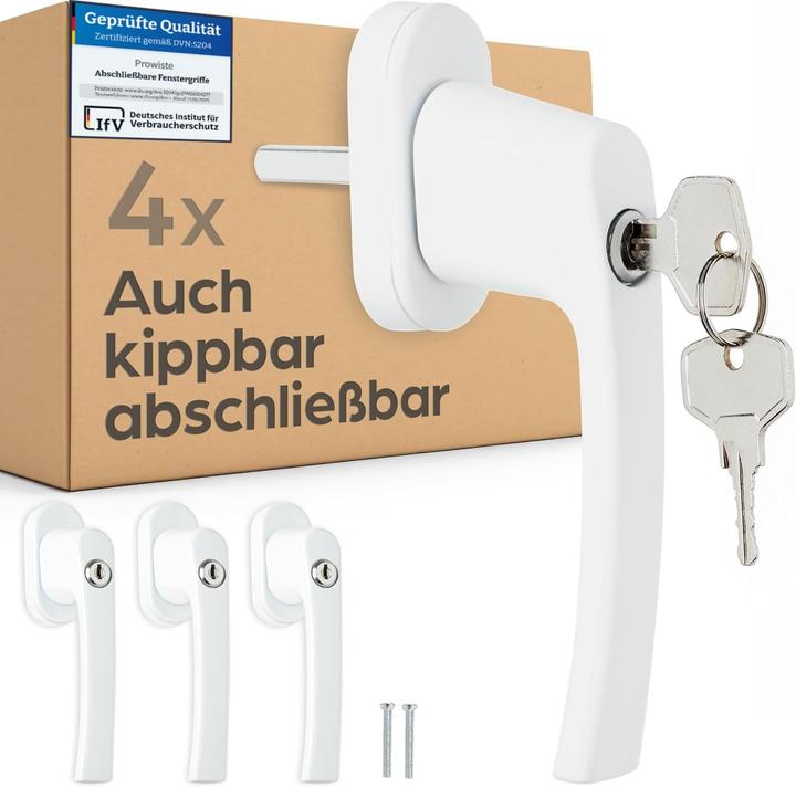 Prowiste Abschliessbare Fenstergriffe, 4er-Set, kindersicher