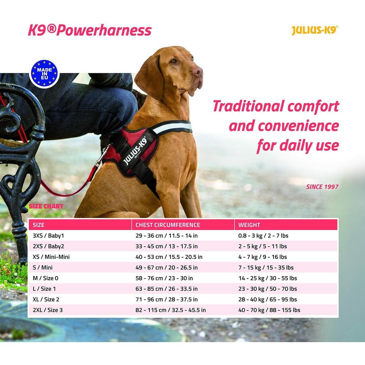 Julius®-K9 Power noir -Harnais chien T. 1 : 63 - 85 cm
