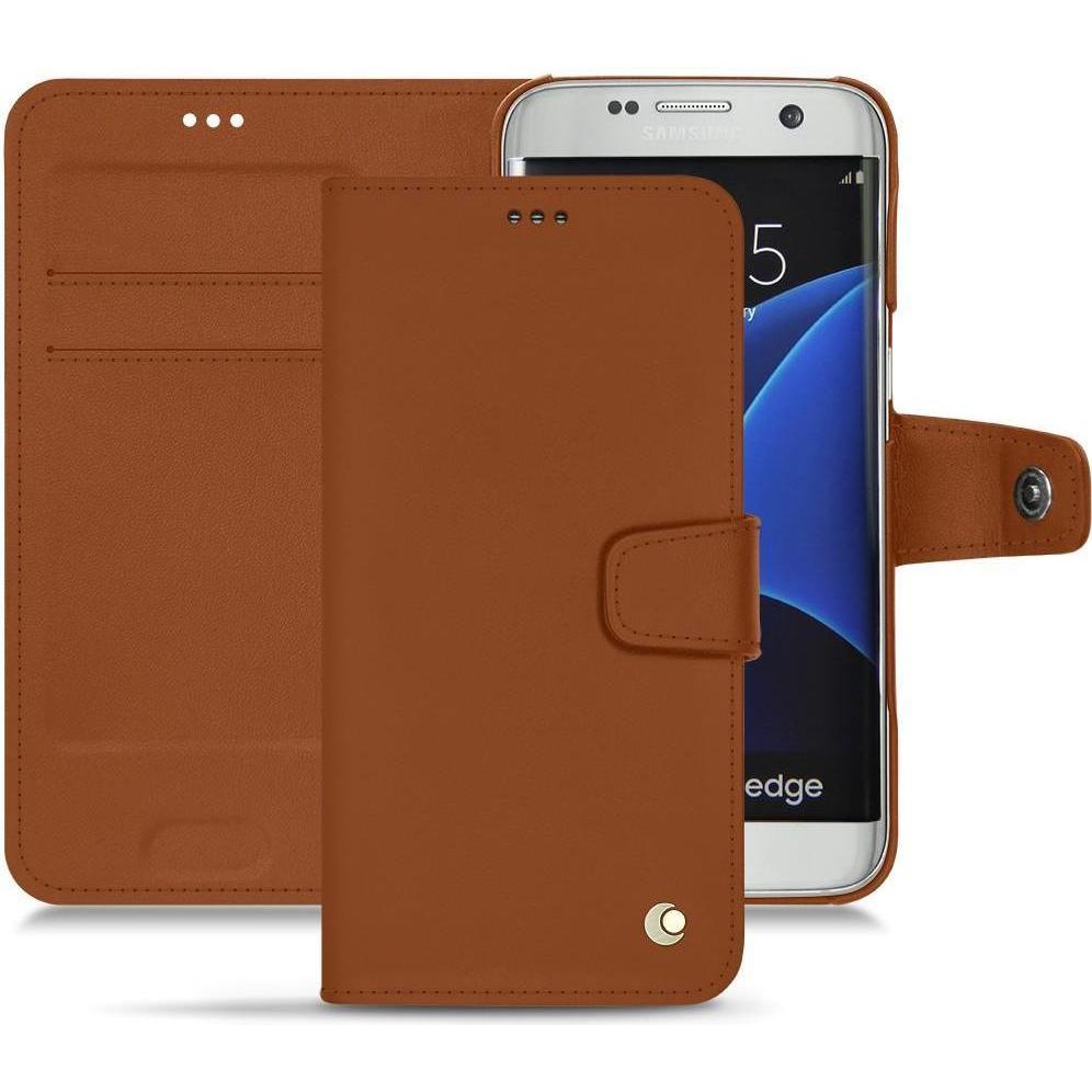 Noreve Lederschutzhülle Wallet (Samsung Galaxy S7 Edge), Smartphone Hülle, Braun