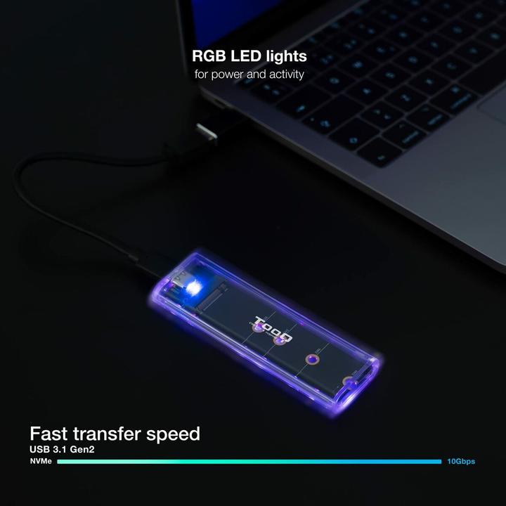 Actual product image Tooq Technology CAJA EXT. M.2 NGFF/NVME USB3.1 GEN2 USB-C RGB TRAN (M.2)