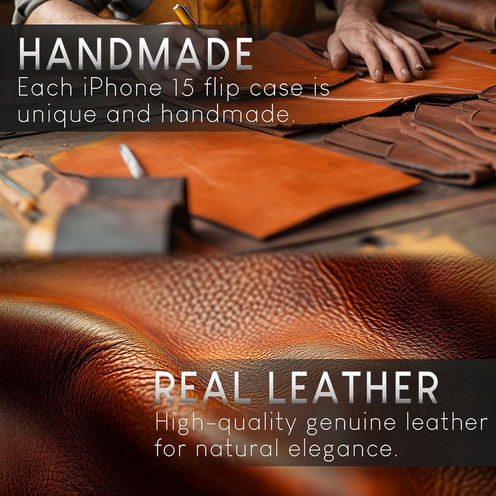 Produktbild Nalia Echt Leder Flip Case Hülle mit Magnetverschluss (Apple iPhone 15 Pro Max)