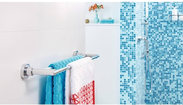 Actual product image tesa LUUP bath towel rail with two arms incl. adhesive solution without drilling