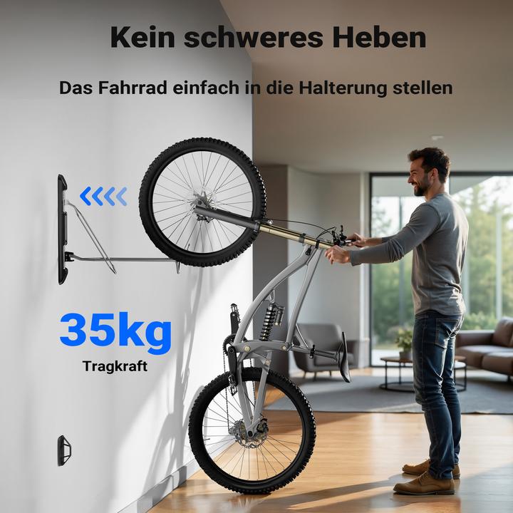 Actual product image Wiltec Bicycle wall mount 11.8x63.8x58.3cm up to 35kg Bicycle mount