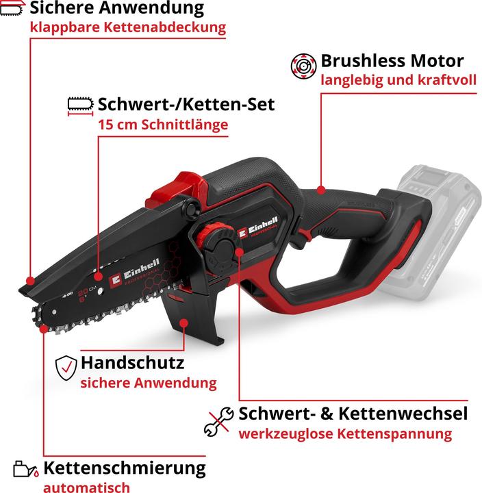 Image du produit Einhell PROFESSIONAL Akku-Astkettensäge GP-PS 18/20 Li BL-Solo 4600080 (Tronçonneuse à batterie)