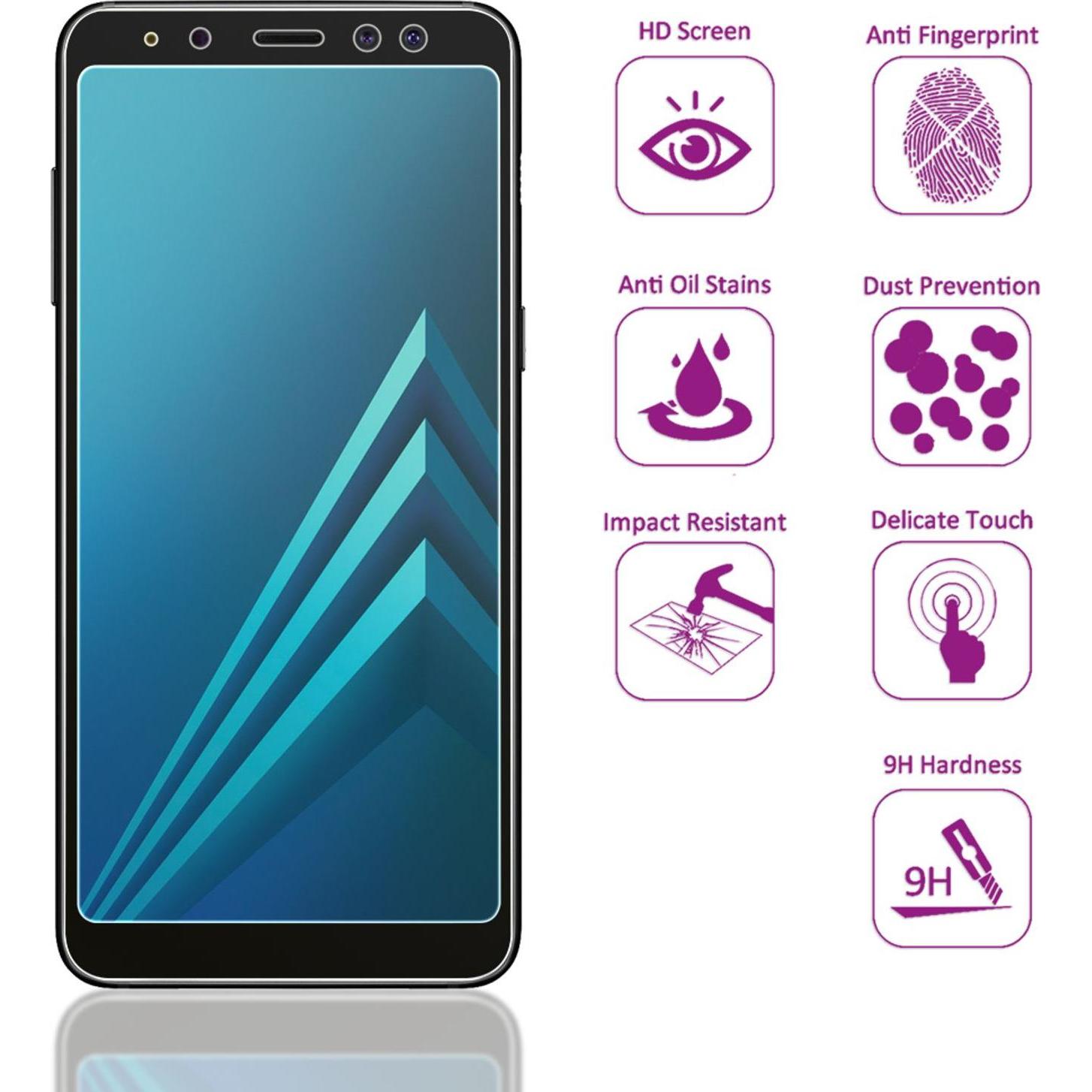 Thumbnail - Nalia (2-Pack) Schutzglas (2 Stück, Samsung Galaxy A8 (2018)), Smartphone Schutzfolie, Schwarz