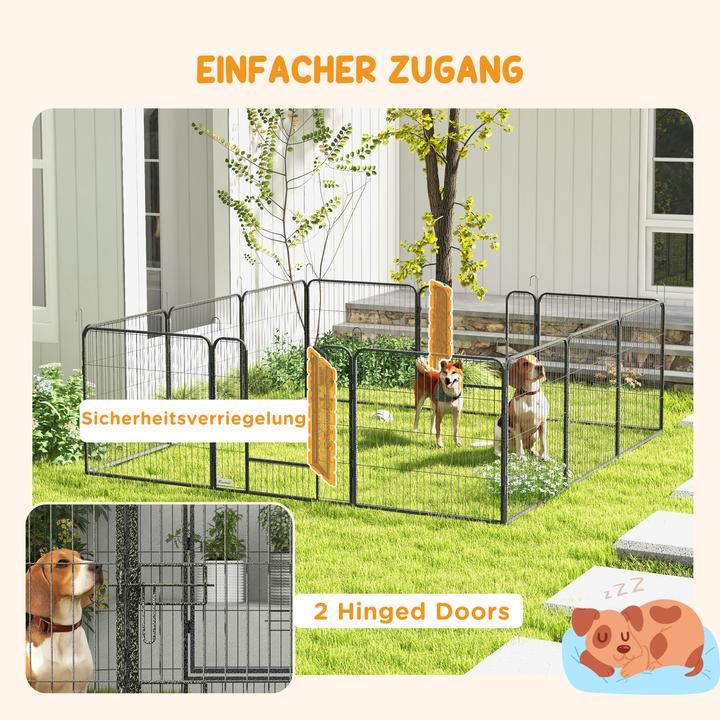 Produktbild PawHut Welpenauslauf Stahl Grau