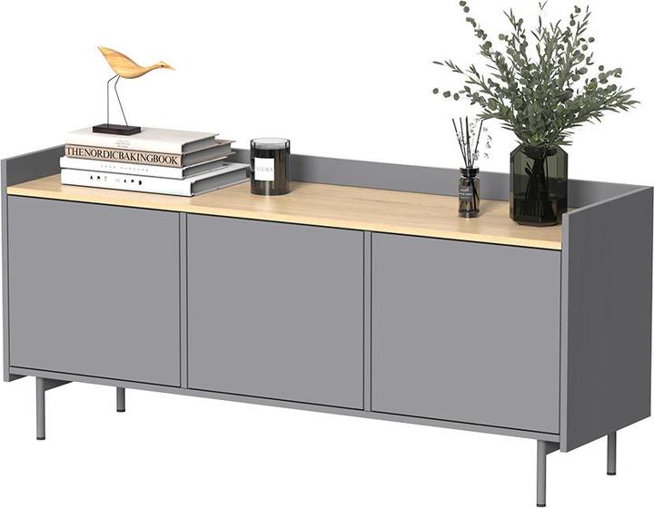 Produktbild Vichy Lowboard Velina, Grau/Eiche, 140 x 63 cm mit 3 Türen