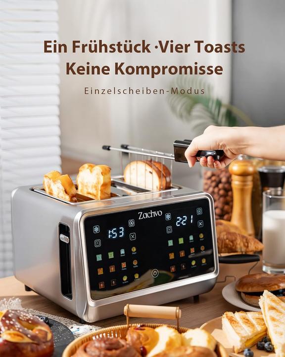 Produktbild Zachvo Edelstahl-Toaster mit Touchscreen & LED Countdown