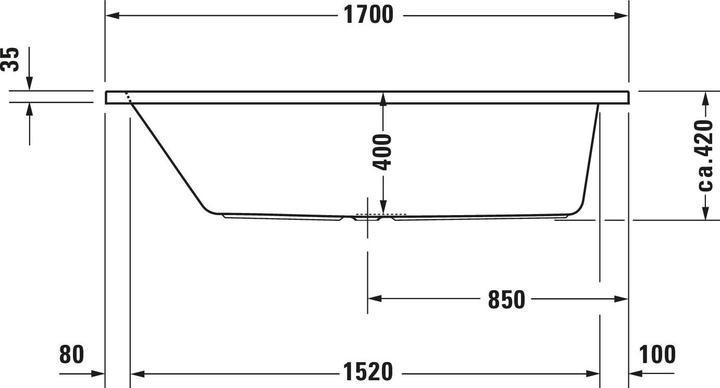 Actual product image Duravit Rectangular bathtub moulded body bath D-Code 75 x 170 cm white smooth 7000990000000 (120 l, 170 cm, 75 cm)
