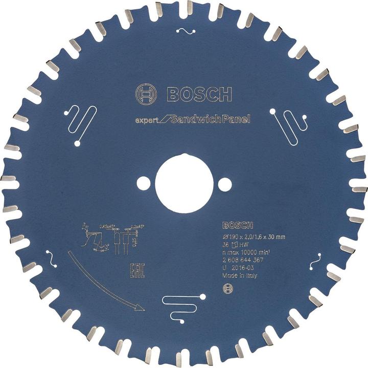 Produktbild Bosch Professional Zubehör Kreissägeblatt Expert for Sandwich Panel, 190 x 30 x 2,0 mm, 36