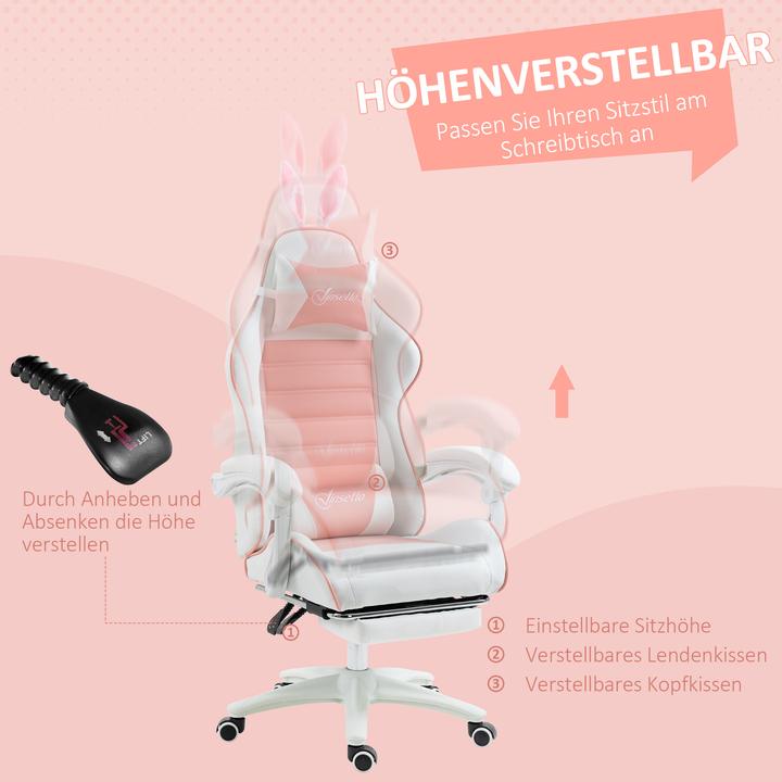 Image du produit Vinsetto Gaming-Stuhl Kunstleder, Schaumstoff Rosa