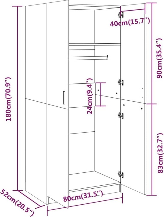 Immagine prodotto VidaXL Erminio (80 x 52 x 180 cm)