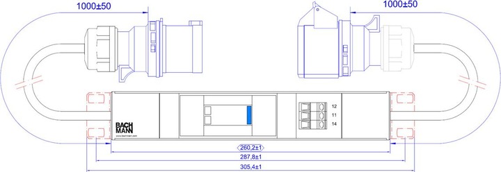 Actual product image Bachmann USS module 1 phase 1x32A USS 1m H05VV-F 3G4.0mm CEE 32A (1 x, CEE 7/3, 1 m)