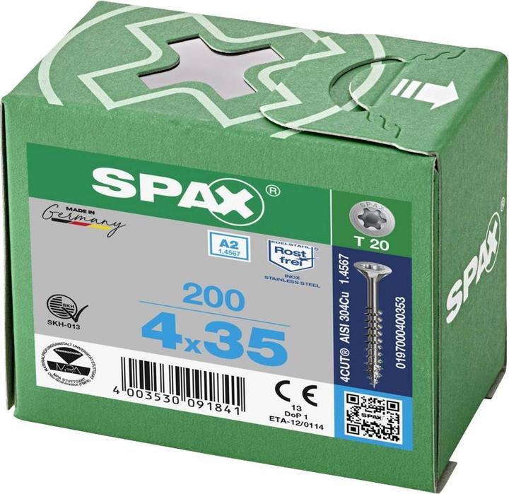 Actual product image Spax A2 Countersunk Multi-Head T-Star Plus T20 Partially Threaded (200 Screws per piece)