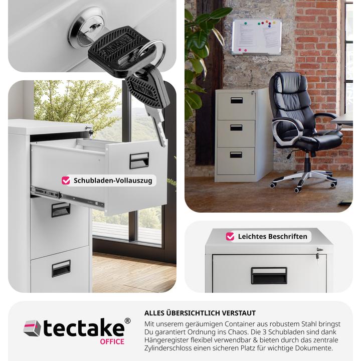 Produktbild tectake Aktenschrank mit 3 Schubladen