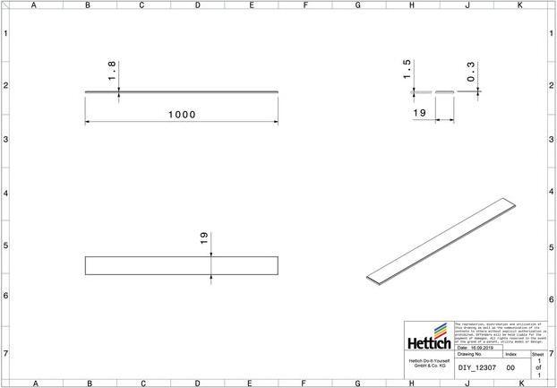 Actual product image Hettich Magnetband 1000 x 19 mm