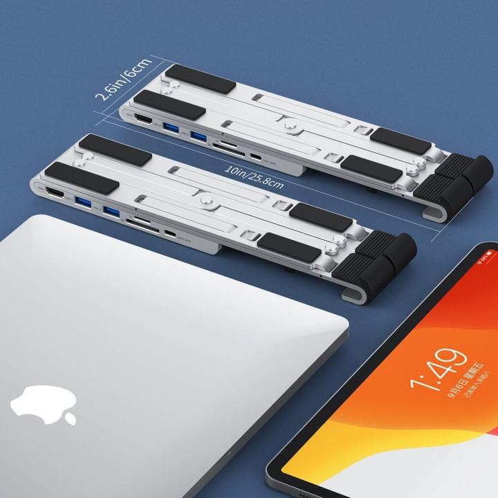 Actual product image Choetech stand multifunctional station for laptop PD / USB-C HDMI (4K / 30Hz) / 2xUSB-A / 1xUSB-C /