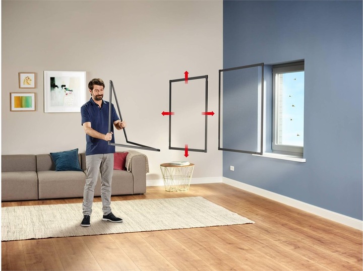 Image du produit tesa Moustiquaire FALT pour portes, cadre en aluminium à taille réglable, pliable (220 x 100 cm)