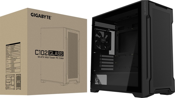 Actual product image Gigabyte CASE MIDITOWER ATX W/O PSU/GB-C102G BLACK (Mini-ITX, mATX)
