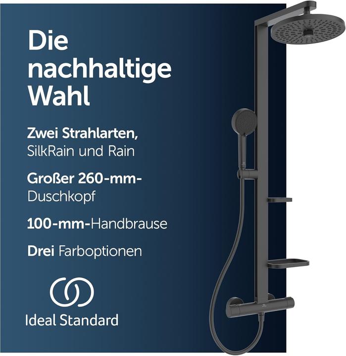 Produktbild Ideal Standard Duschsystem Alu+: Ceratherm Brausethermostat 2 Ablagen, 2F-Handbrause, 2F-Kopfbrause