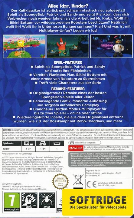 Produktbild THQ Spongebob SquarePants: Battle for Bikini Bottom Rehydrated (Switch, Multilingual)