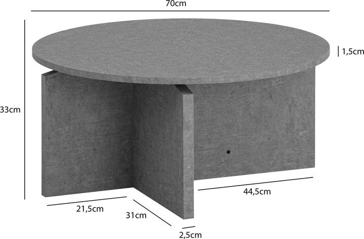 Image du produit FineBuy Couchtisch 70 cm Wohnzimmertisch Sofatisch Rund Gross Kaffeetisch Modern (70 x 70 x 33 cm)