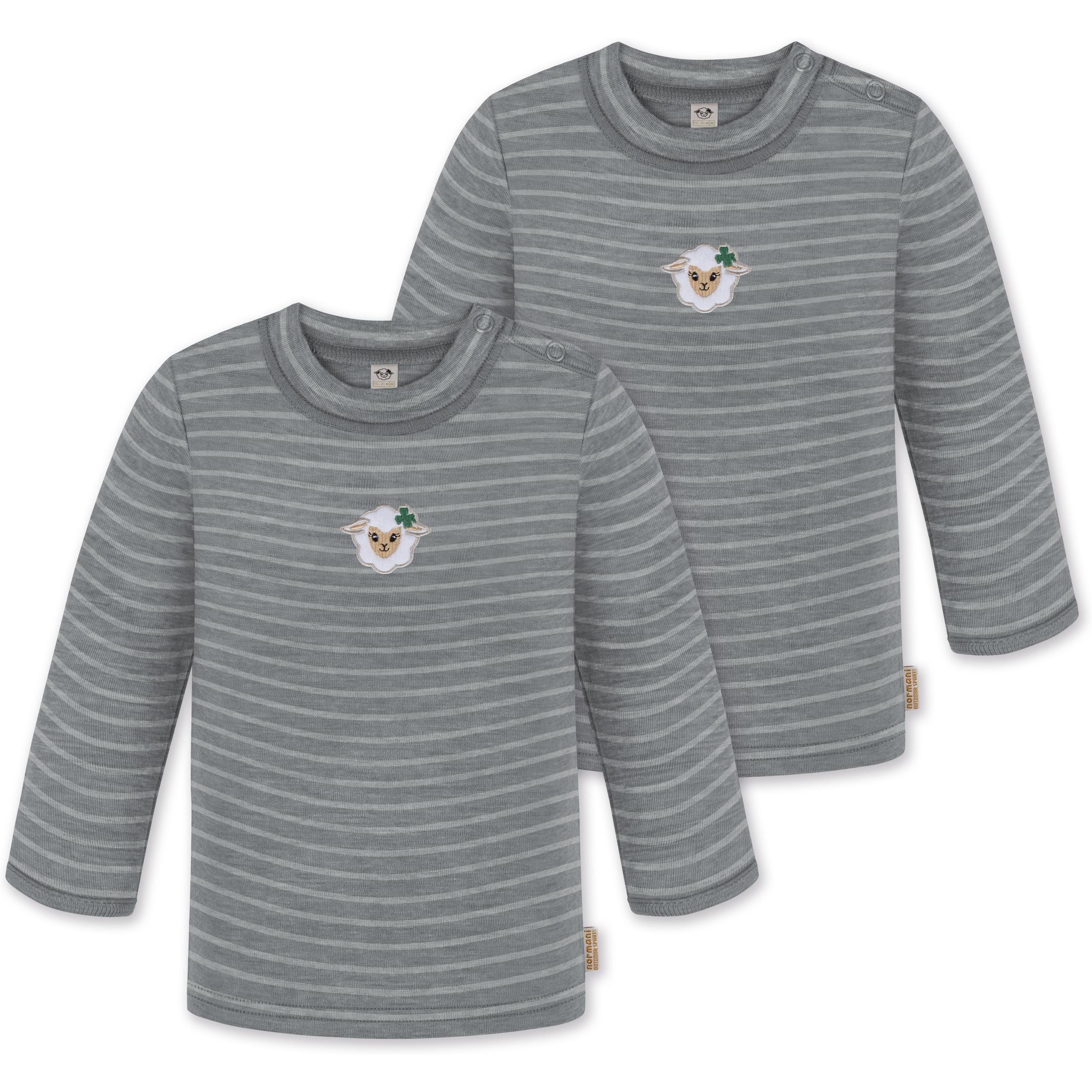 Normani, Herren, Funktionsshirt, 2er Pack Baby Merino Longsleeve „Taupo" - 9465 (68), Grau, 68