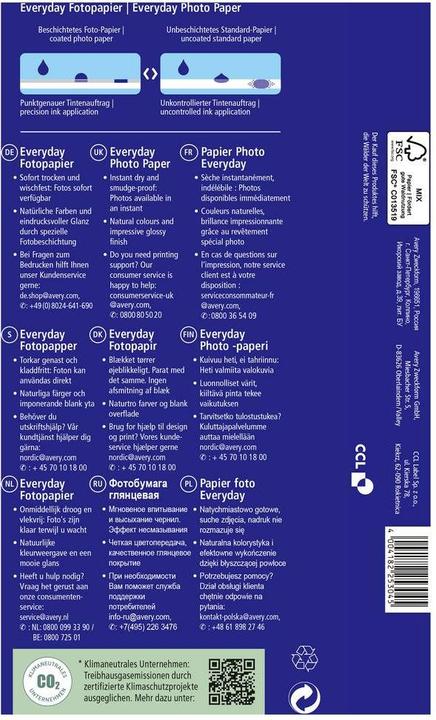 Immagine prodotto Avery Zweckform Superior Inkjet Photo Paper, 20 Blatt GRATIS 10 x 15 cm, 220 g/qm, hochglänzend, sofort tr (200 g/m², 10 x 15 cm, 40 pz.)