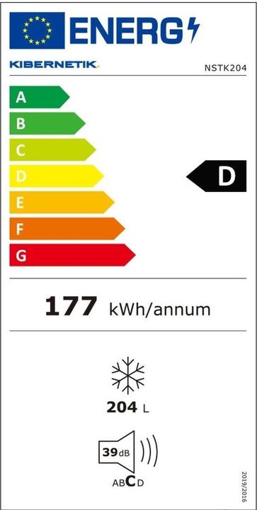 Label énergétique Kibernetik ECOTK204 (Autonome, 204 l)