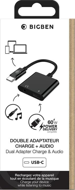 Image du produit Bigben USB-C / 3.5mm Klinke und USB-C Ladeadapter (USB Type C, Jack 3.5mm)