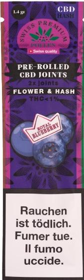 Actual product image Swiss Premium Pollen Pre Rolled Joint Blueberry 2pcs (3.66 g, Indoor)