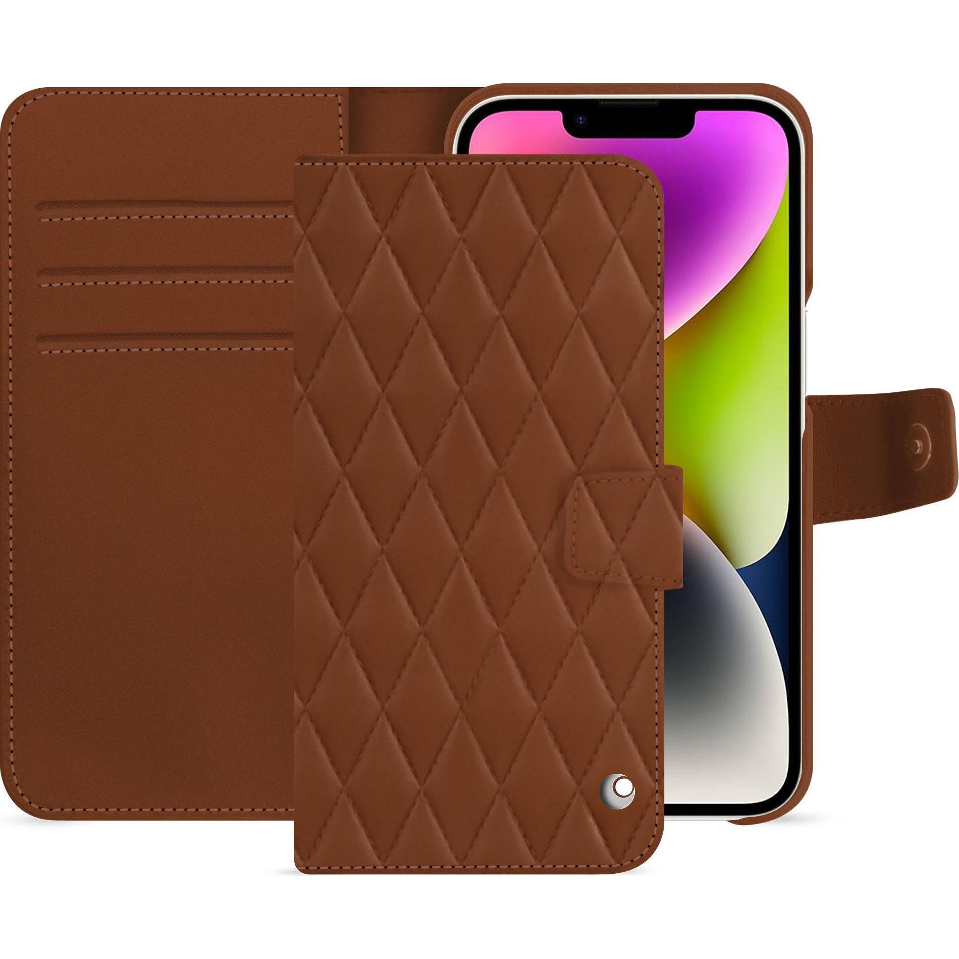 Noreve Lederschutzhülle Apple iPhone 15 Plus (Apple iPhone 15 Plus), Smartphone Hülle, Braun