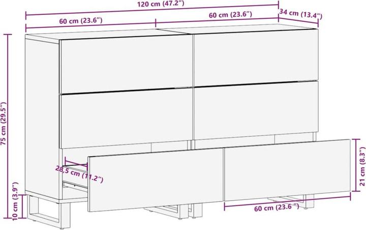 Image du produit vidaXL Sideboard (34 x 34 x 75 cm)