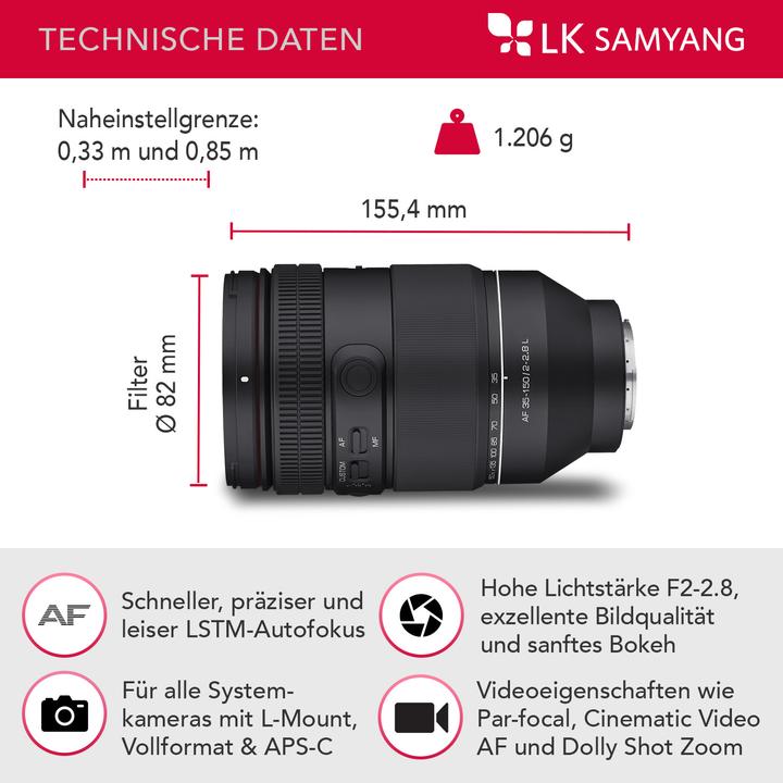 Produktbild Samyang AF 35-150mm f/2.0-2.8, L-Mount (L-Mount, Vollformat)
