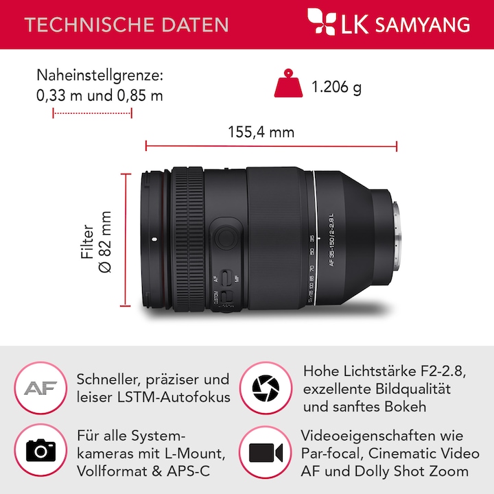 Actual product image Samyang AF 35-150mm f/2.0-2.8, L-Mount (L-Mount, full size)