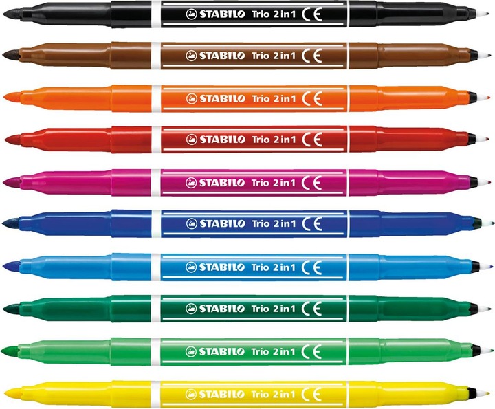 Produktbild STABILO Trio in Filzstift und Fineliner in einem (Mehrfarbig, 10 x)