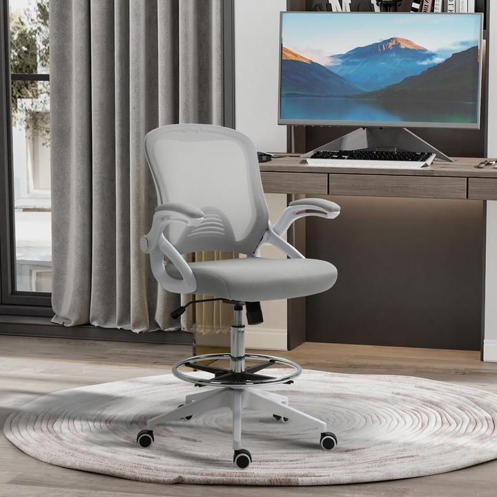 Produktbild Vinsetto Bürostuhl Polyester, Kunststoff Hellgrau (58 - 78 cm)
