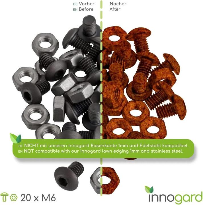 Produktbild Innogard Schrauben-Set Edelrost M6 für Rasenkanten