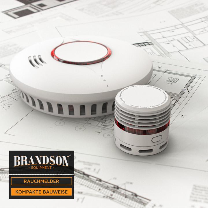 Actual product image Brandson Smoke detector, 10-year battery Li-Ion, volume 85dB, LED, test button, EN14604 & TÜV certified