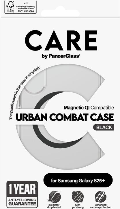 Produktbild PanzerGlass CARE by ® Flagship Case Transparent Urban Combat m. Schwarz Qi Compatible Samsung Galaxy (Samsung Galaxy S25+)