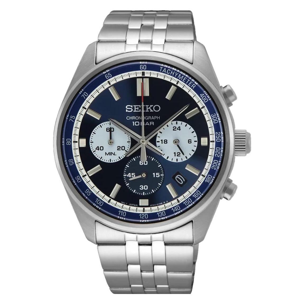 Seiko, Horloge, SSB427P1, Blauw, (Chronograaf, 41.50 mm)