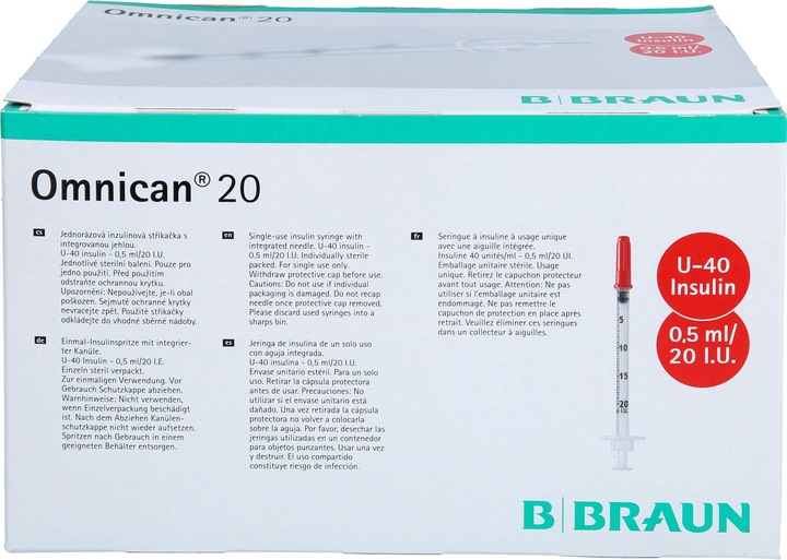 Productafbeelding B.Braun Insulinespuiten Omnican 20 0,3x8mm, 0,5 ml (Insulinepriet)