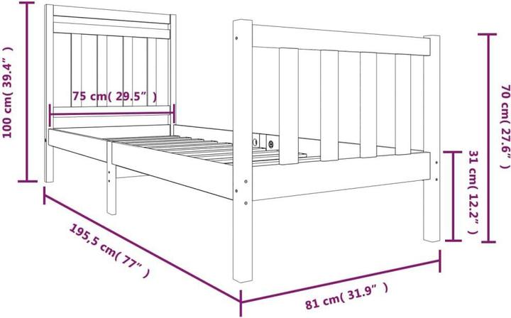 Image du produit vidaXL Bettrahmen (75 x 190 cm)
