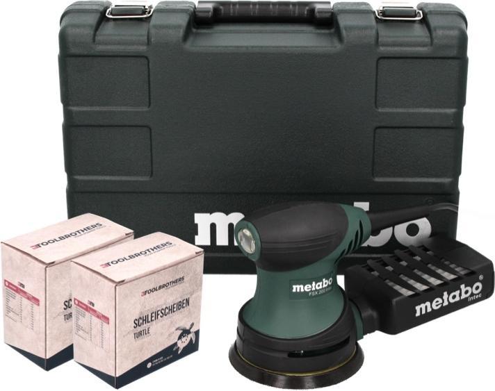 Produktbild Metabo FSX 200 Intec Exzenterschleifer 240 W 125 mm + 2x Toolbrothers TURTLE Schleifset + Koffer (Exzenterschleifer)