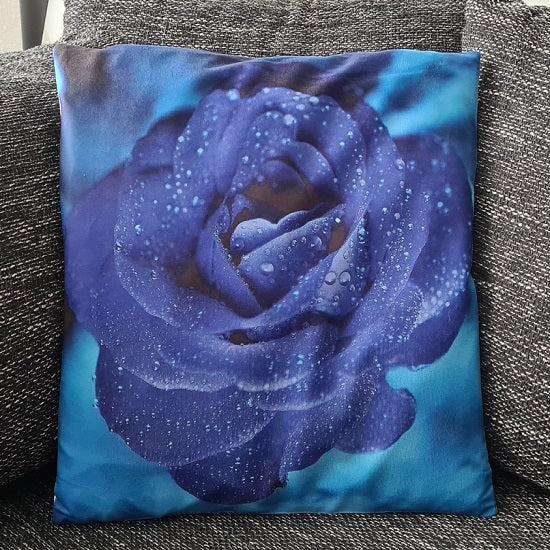 Tinisu, Dekokissen, Kissenbezug Natur - Blaue Eisrose / Blume - 45cm x 45cm (45 x 45 cm)
