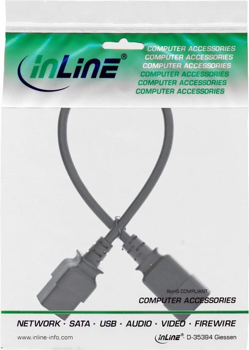 Produktbild InLine ® Kaltgeräteverlängerung 16A, C19 auf C20, 0,3m (0.30 m)