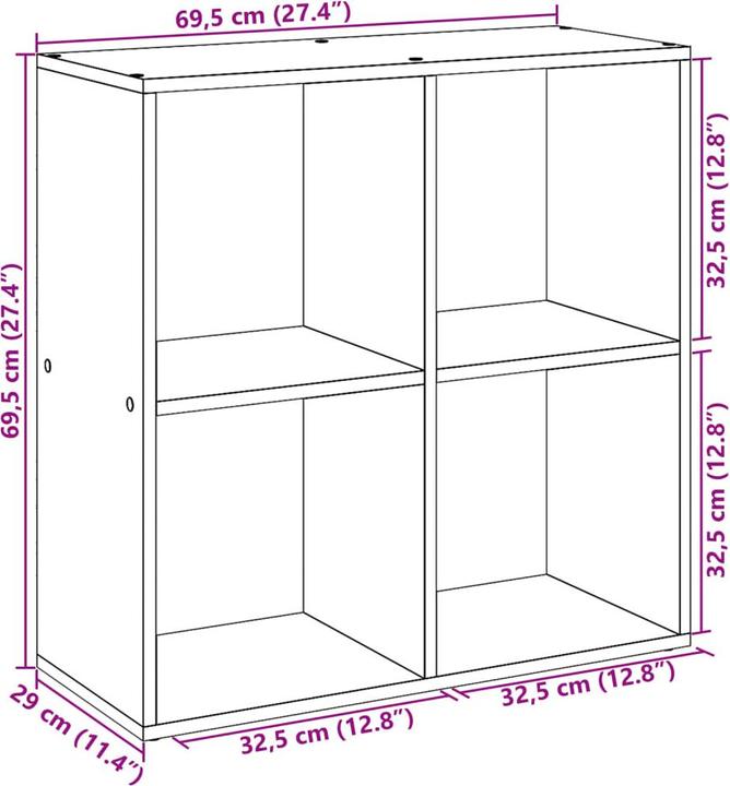 Produktbild VidaXL Raumteiler Bücherregal Standregal Büroregal Würfelregal Räuchereiche (69.5 x 29 x 103.5 cm)