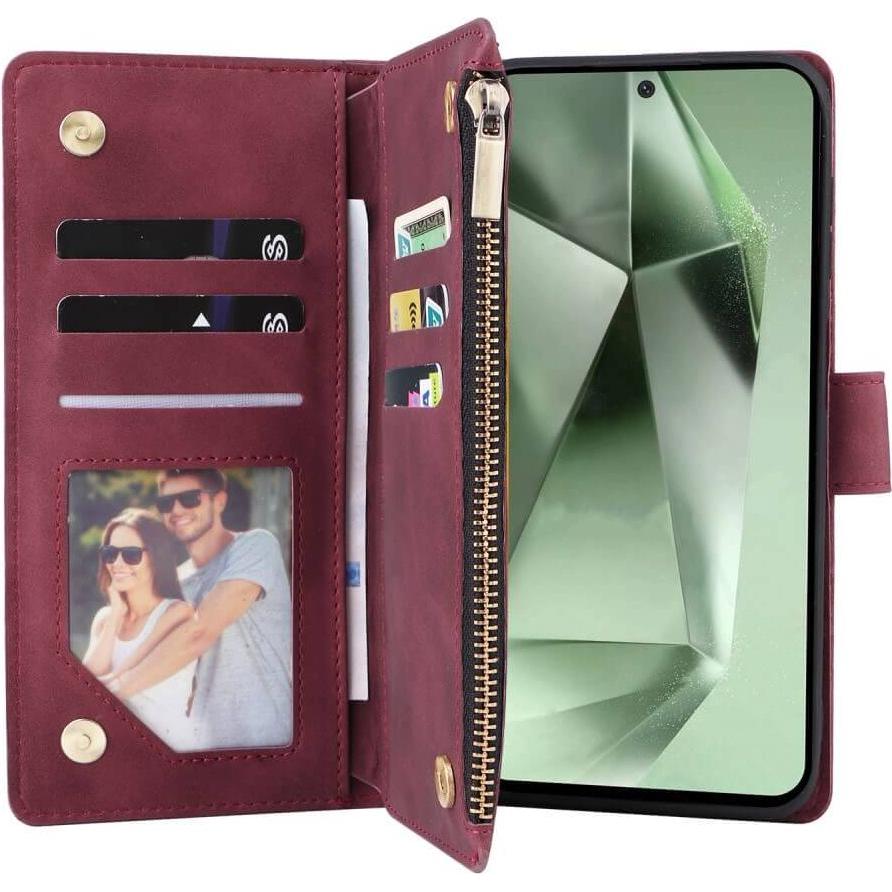 Cover-Discount FE - Brieftaschen Hülle Portemonnaie (Samsung Galaxy S24 FE), Smartphone Hülle, Rot
