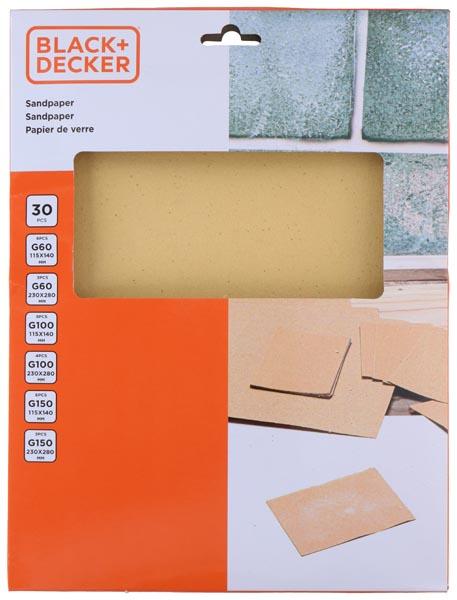 Image du produit Black & Decker Papier de verre 30pcs (100, 150, 60)