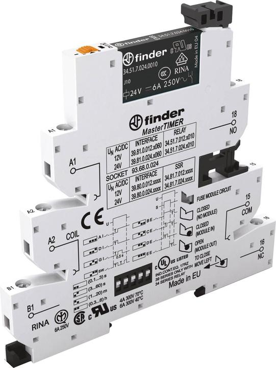 Actual product image Finder Relay interface timer SPDT 6A 12V ac/dc